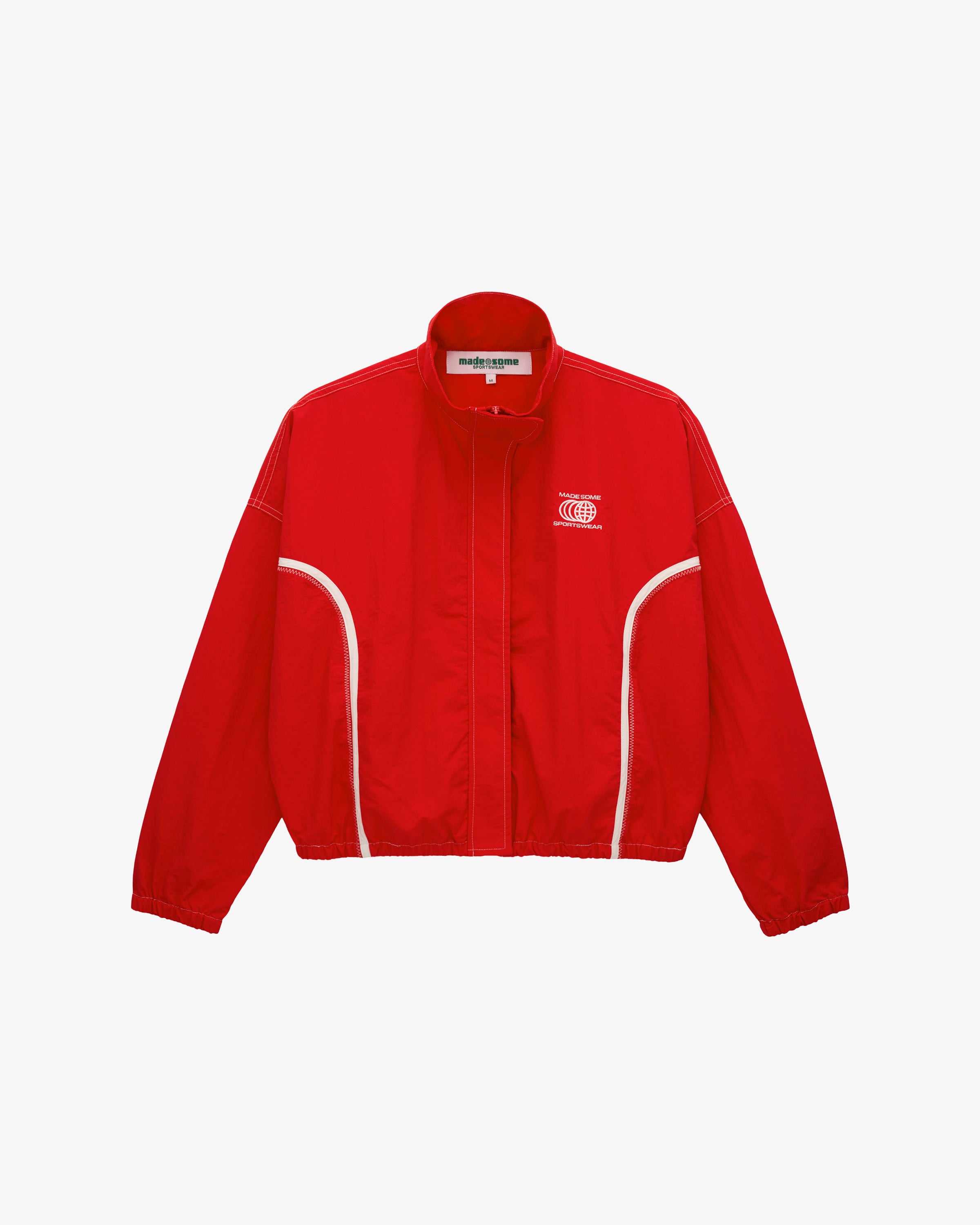 Red and White Nylon Warm Up Jacket – Made Some Sportswear