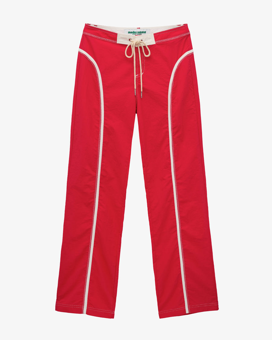 Red and White Made Some Nylon Pants