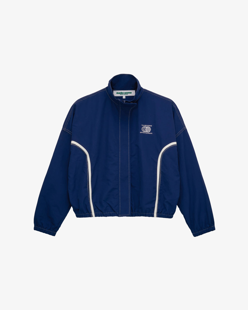Navy and White Nylon Warm Up Jacket