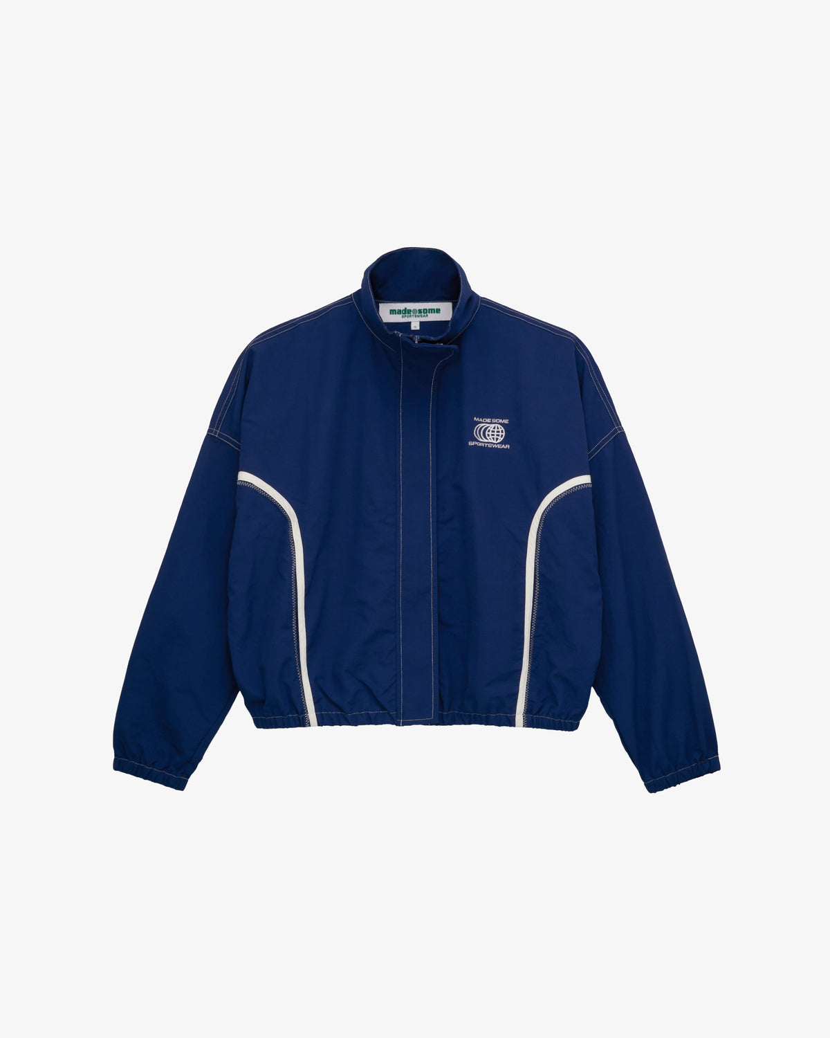 Navy and White Nylon Warm Up Jacket
