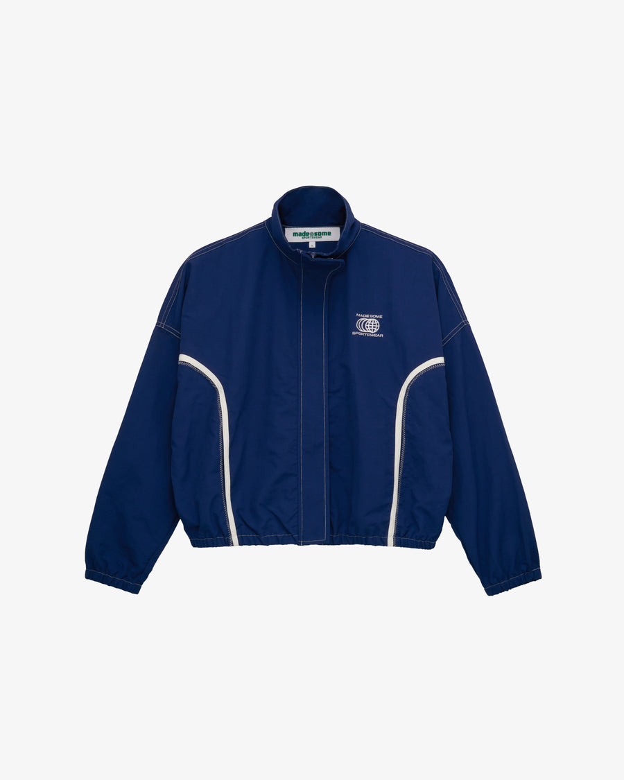 Navy and White Nylon Warm Up Jacket