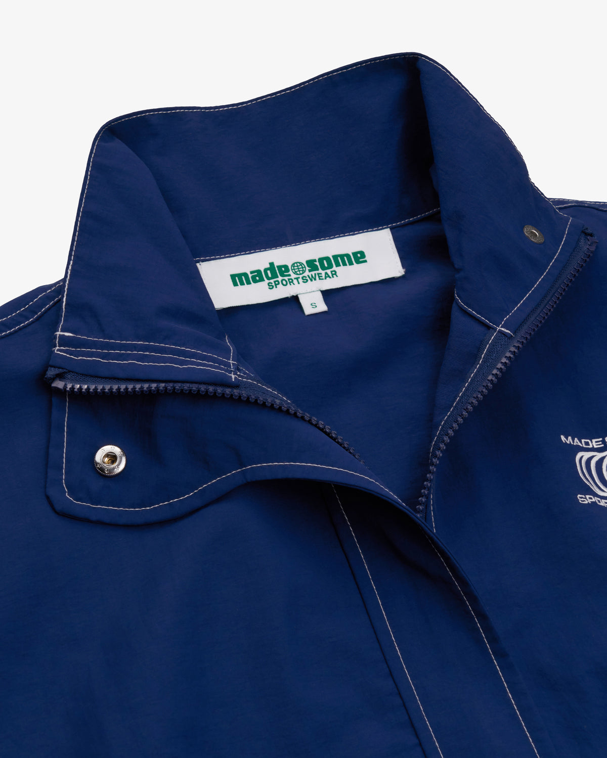Navy and White Nylon Warm Up Jacket