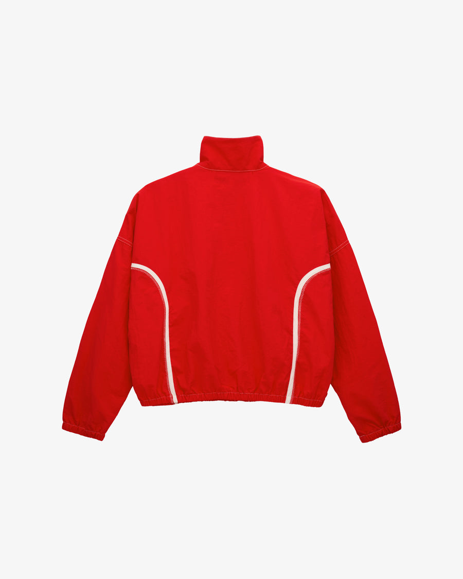 Red and White Nylon Warm Up Jacket