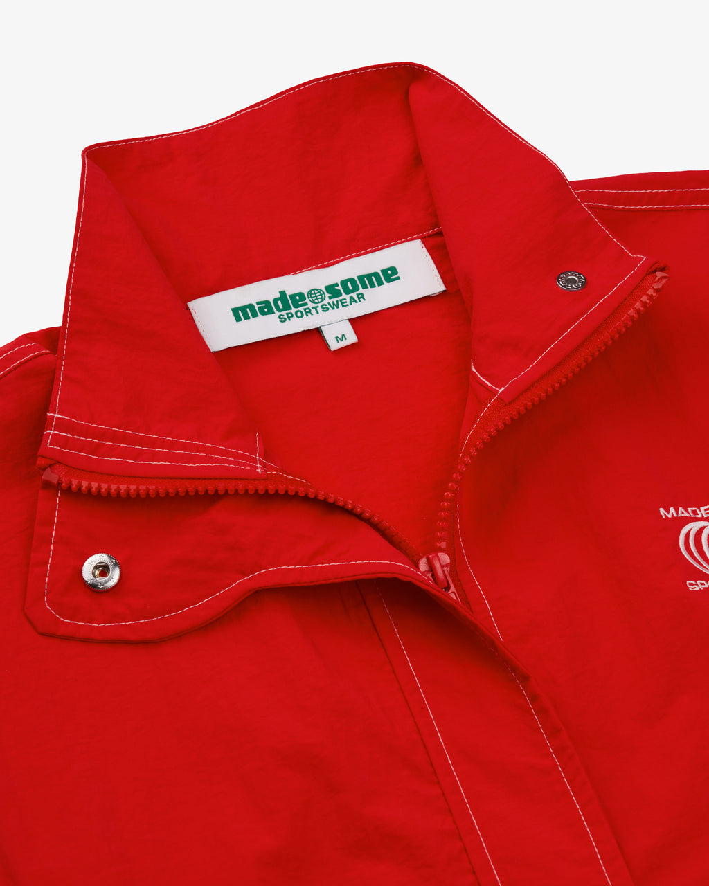 Red and White Nylon Warm Up Jacket