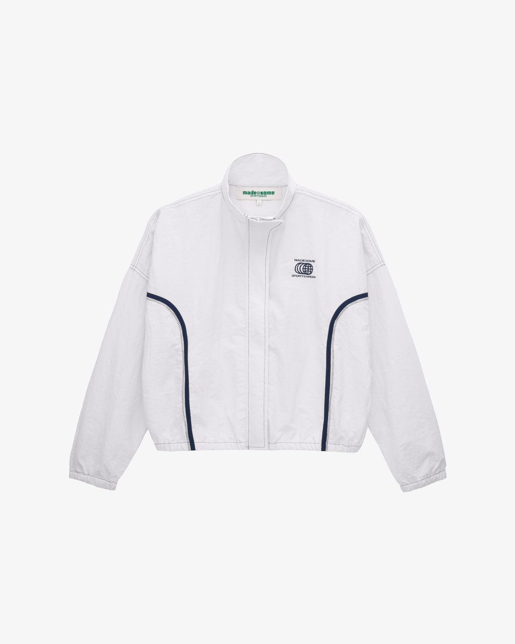White & Navy Warm Up Jacket
