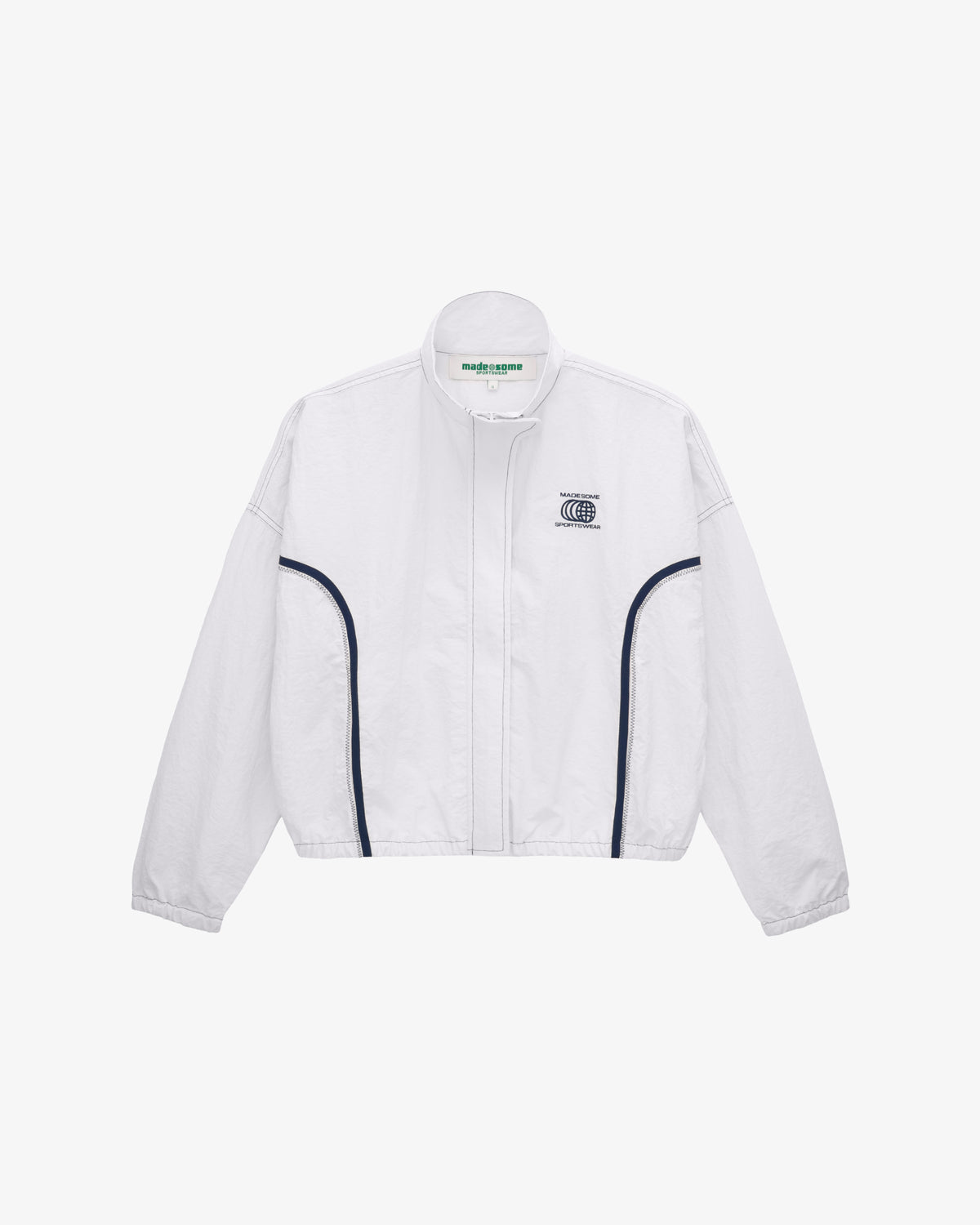 White & Navy Warm Up Jacket