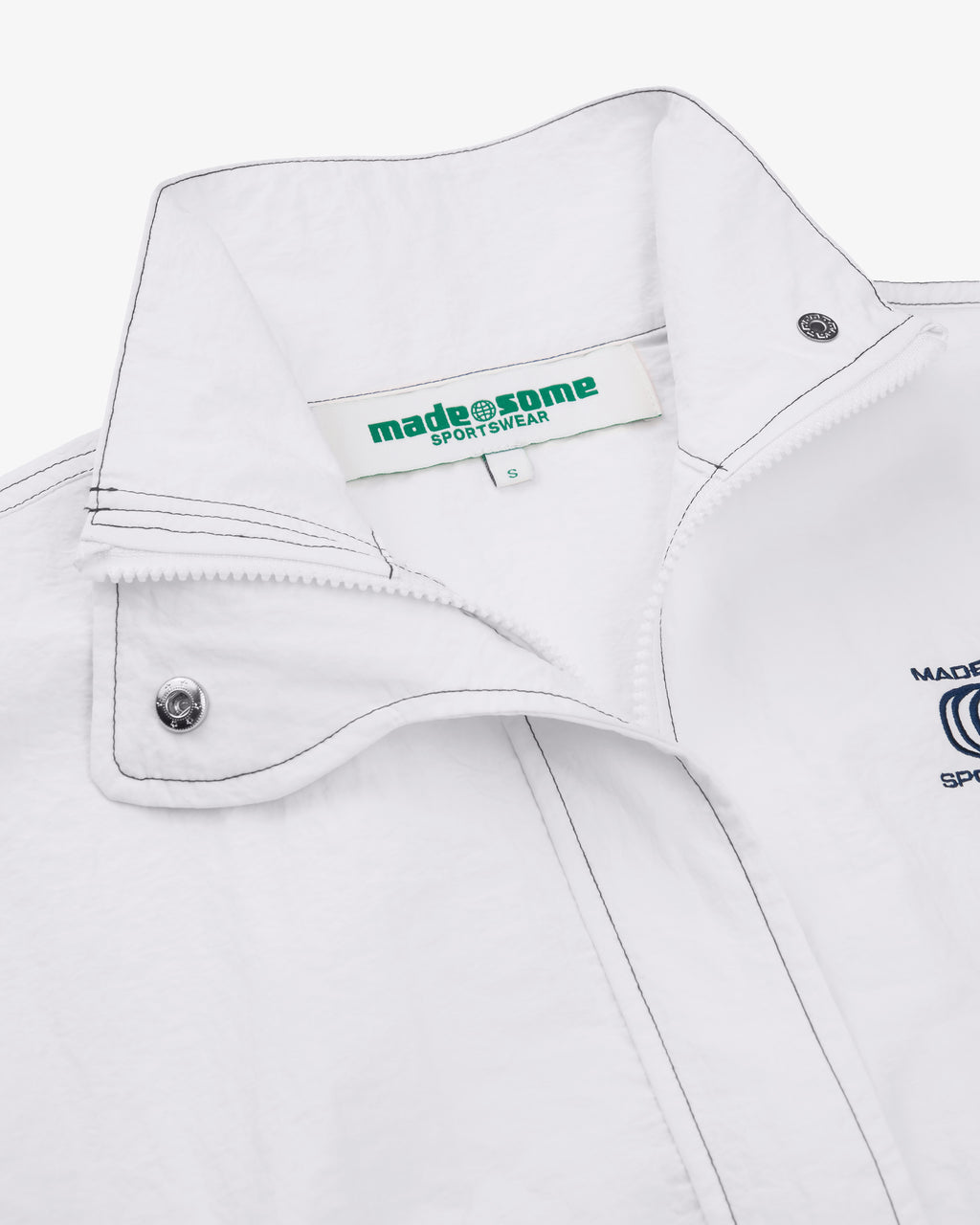 White & Navy Warm Up Jacket