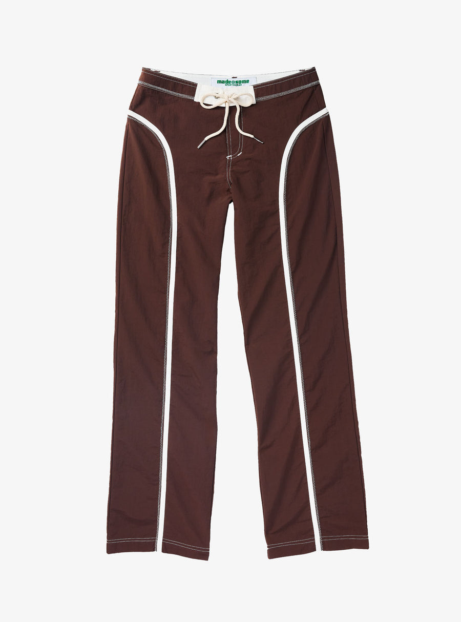 Dark Brown and White Made Some Nylon Pants