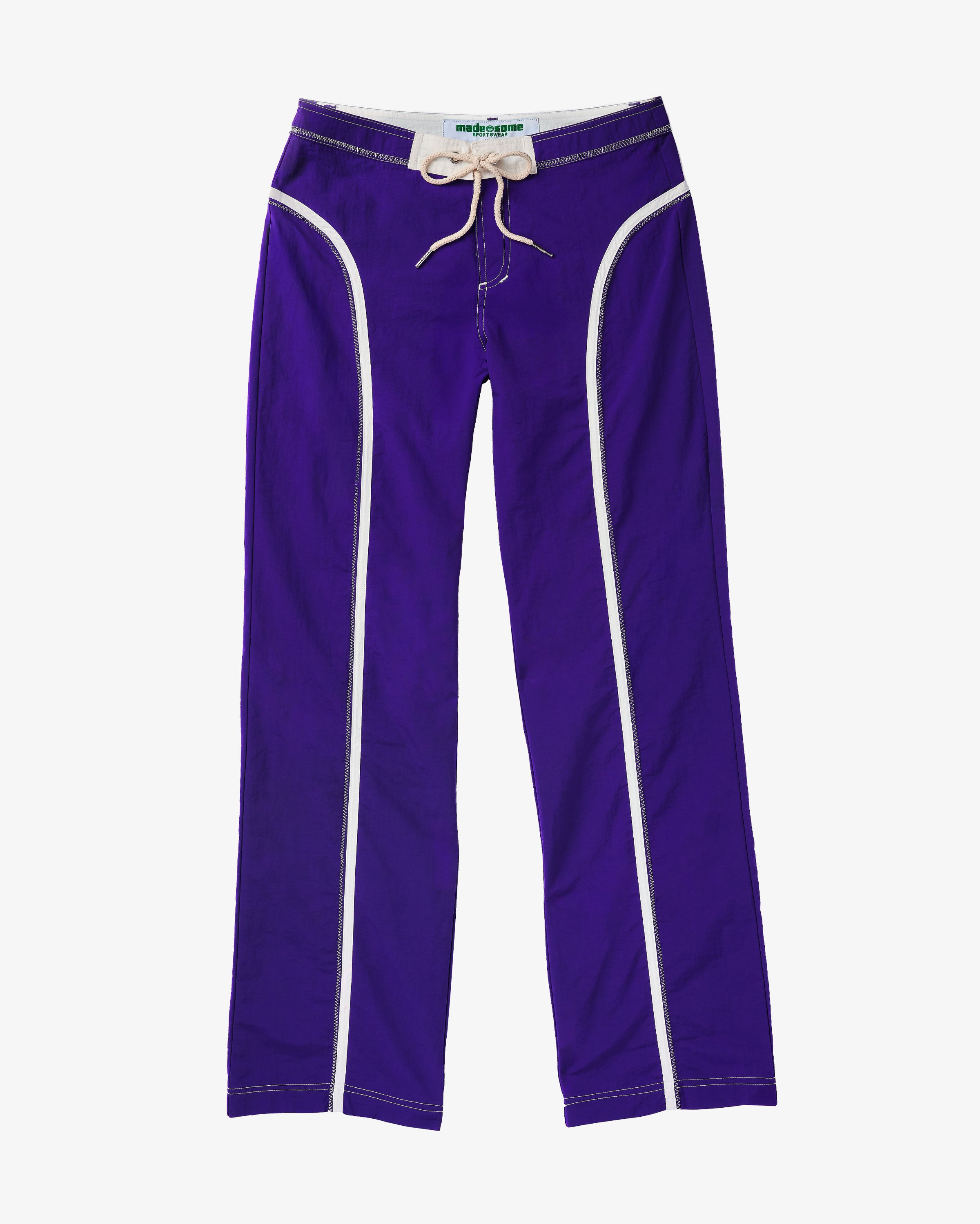 Purple and White Made Some Nylon Pants
