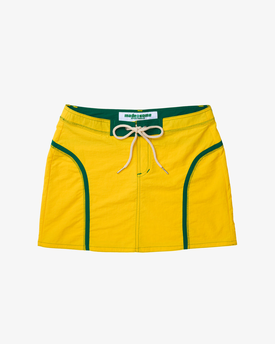 Yellow & Green Nylon Mini Skirt