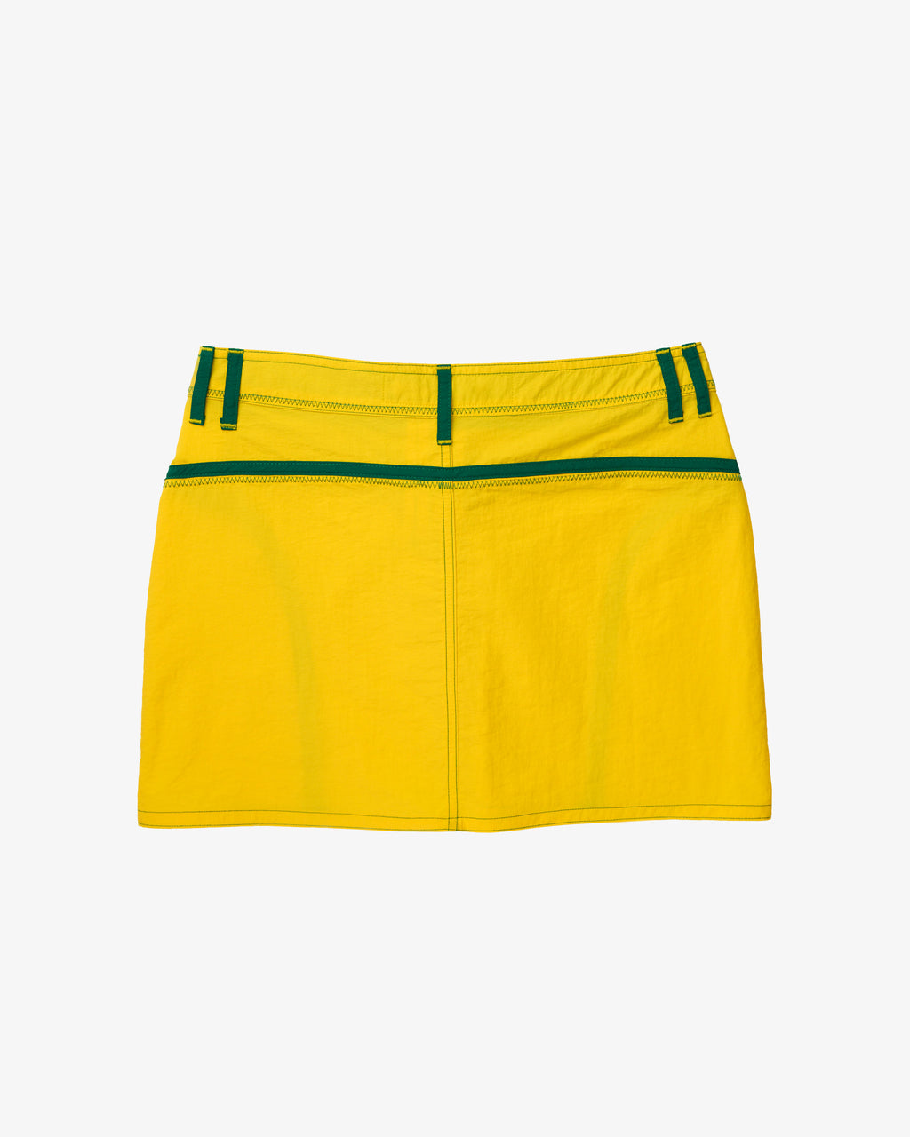 Yellow & Green Nylon Mini Skirt