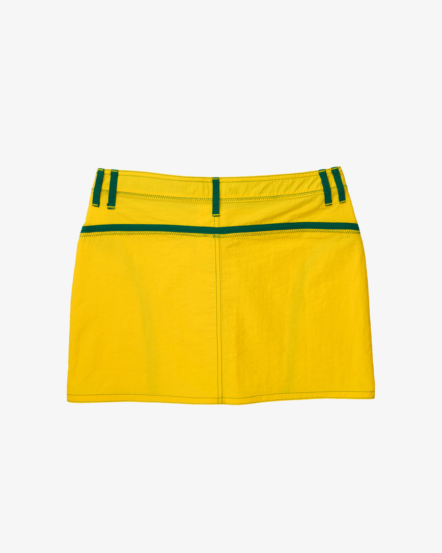 Yellow & Green Nylon Mini Skirt