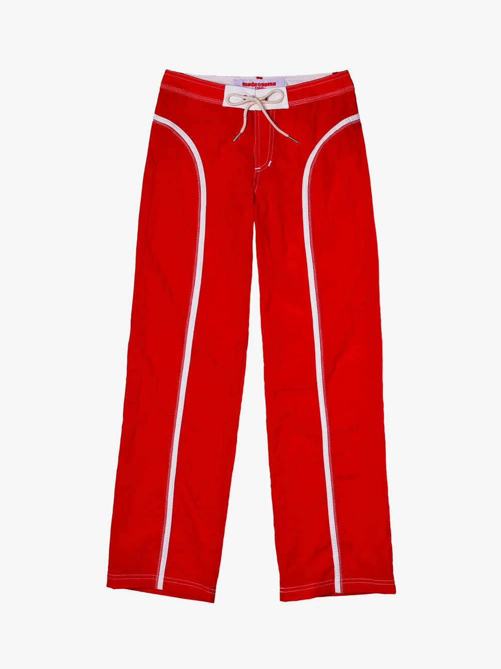 Red and White Made Some Nylon Pants